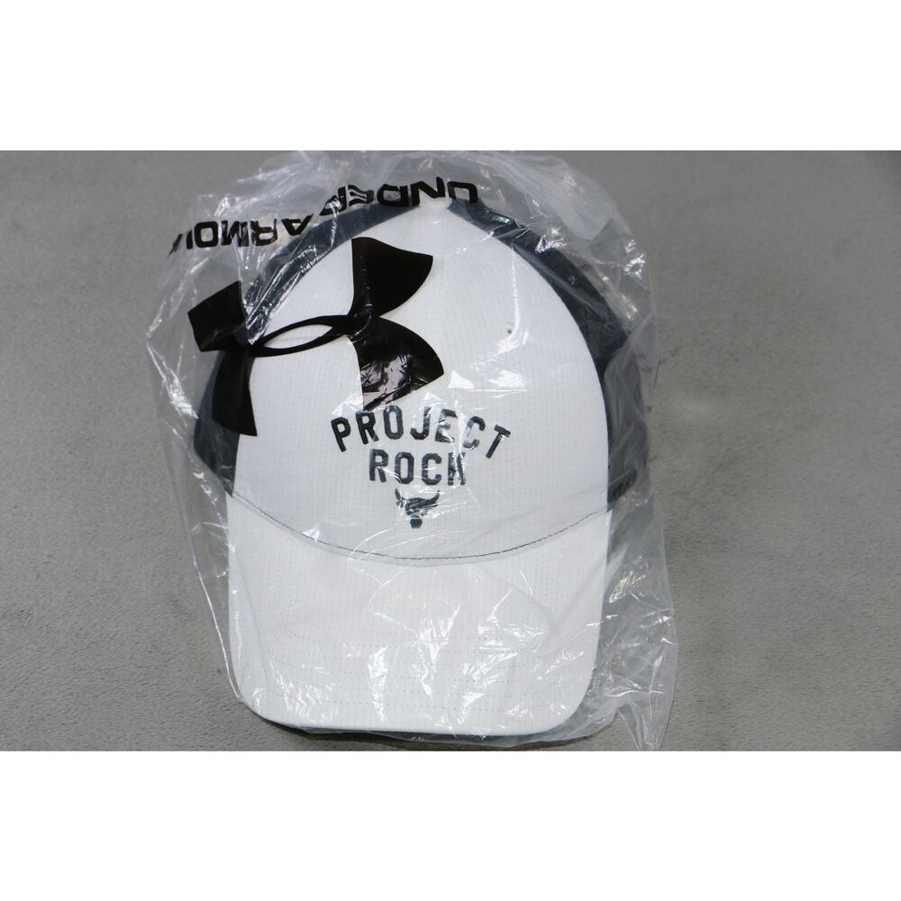 Under Armour Project Rock Trucker Hat Black White Adjustable Snapback Cap NWT